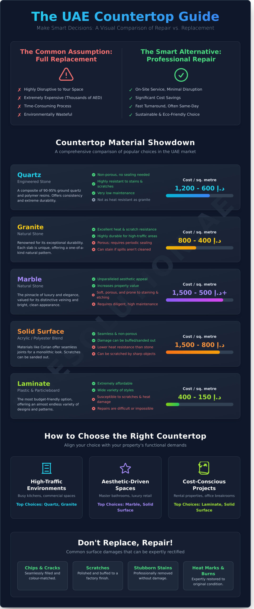 Your Complete Guide to Countertops: Materials, Care, and Repair