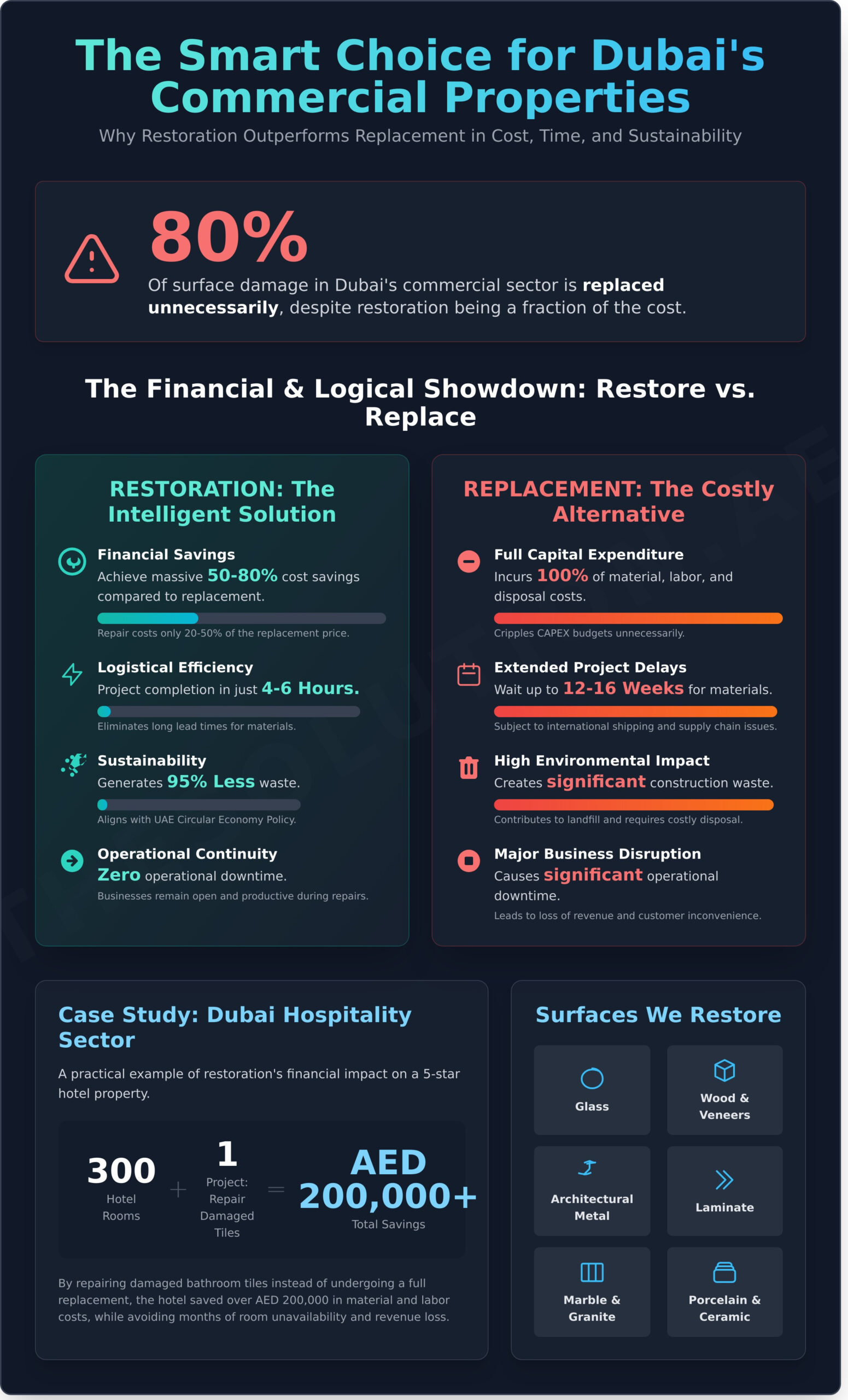 Commercial Surface Repair in Dubai: The Intelligent Alternative to Replacement