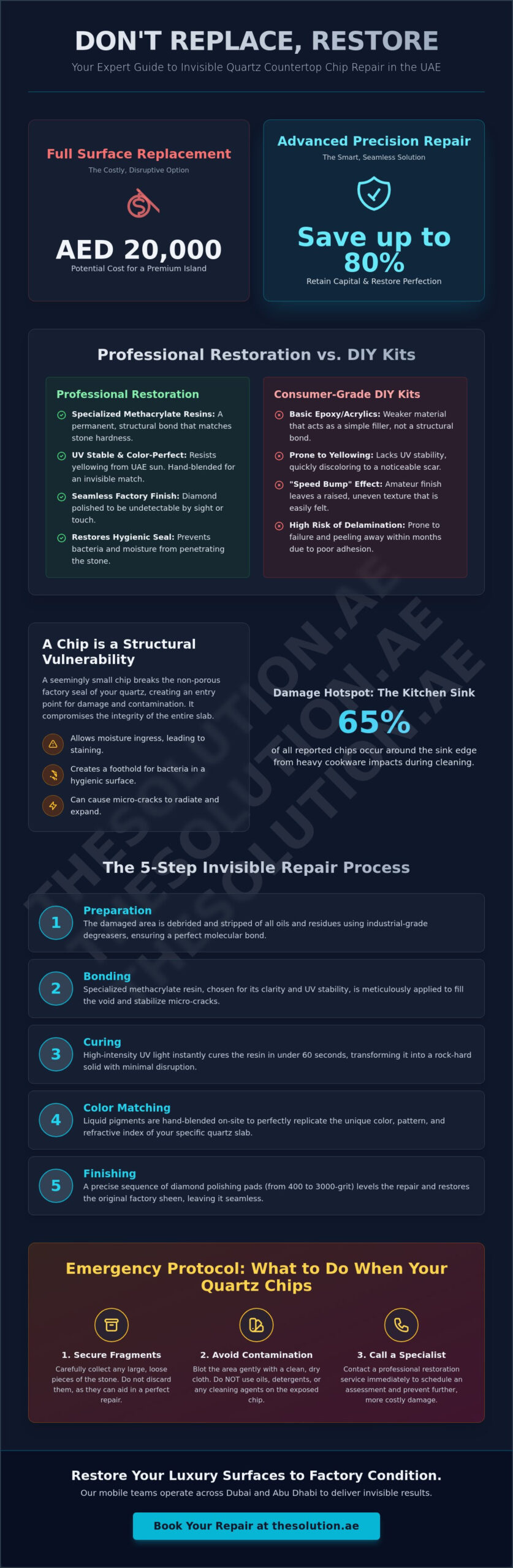 Quartz Countertop Chip Repair UAE: The 2026 Professional Restoration Guide
